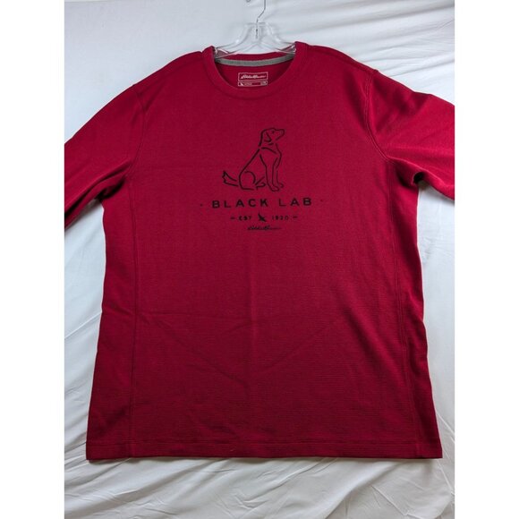 Eddie Bauer Black Lab Red Long Sleeve Crew Neck Waffle Thermal Mens TXL Shirt - Picture 2 of 10